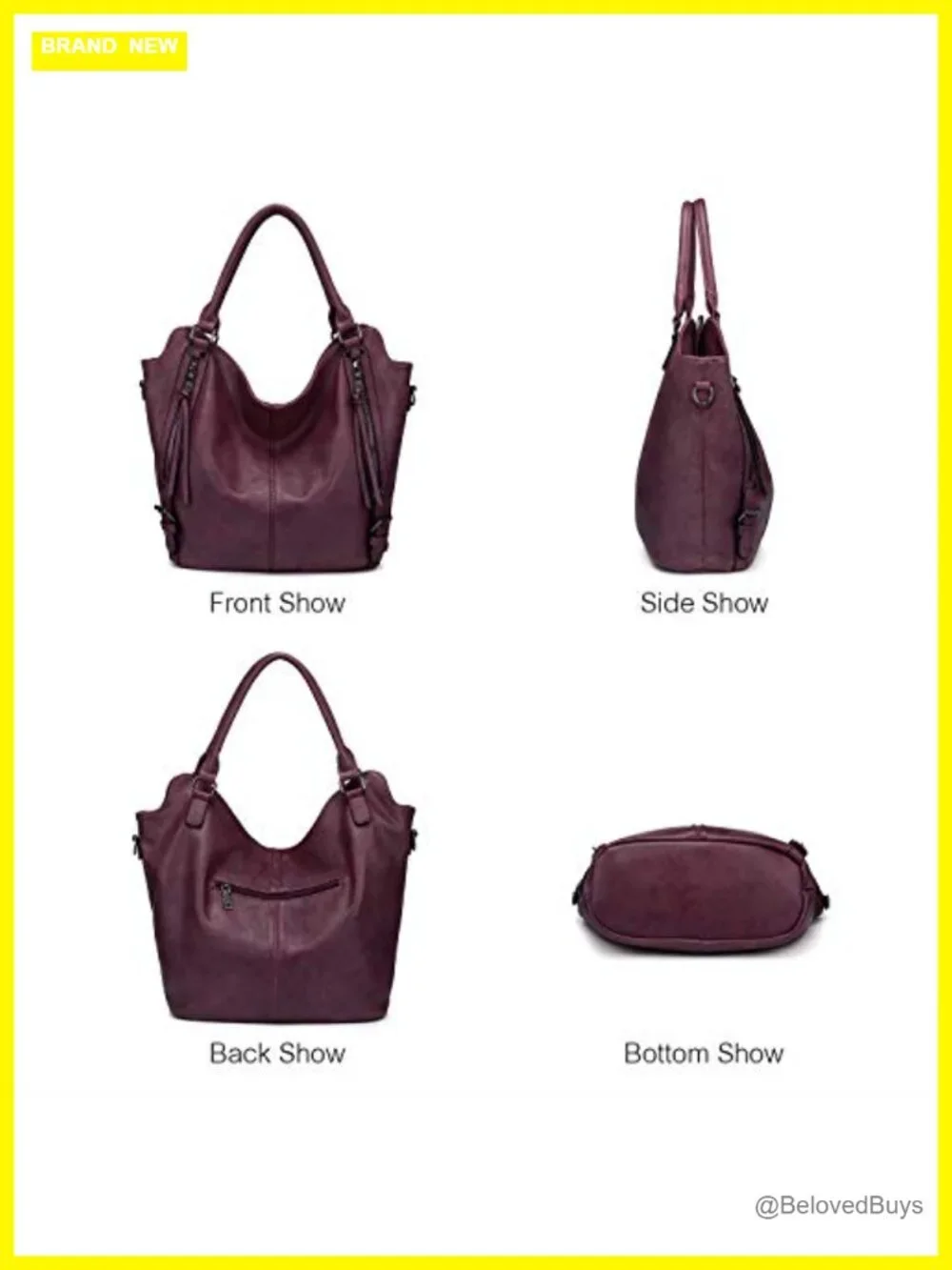 PU Leather Hobo Tote Bag Large Capacity Shoulder Bag with Adjustable Strap